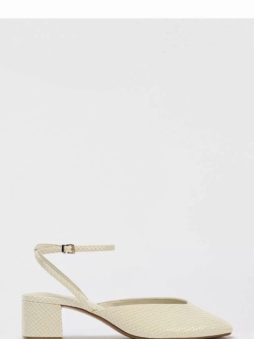 Zara Embossed Block Heel Slingbacks Cream